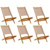 Multidom Skladacie záhr. stoličky 6 ks sivohnedé látka a masívne drevo