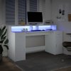 Multidom Stôl s LED svetlami biely 160x55x91 cm kompozitné drevo