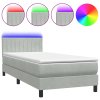 Multidom Posteľný rám boxsping s matracom bledosivý 90x220 cm zamat