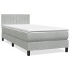 Multidom Posteľný rám boxsping s matracom bledosivý 90x220 cm zamat