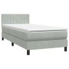 Multidom Posteľný rám boxsping s matracom bledosivý 90x220 cm zamat