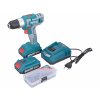 Vrtací šroubovák aku, 2x2000mAh, 20V Li-Ion, v tašce, sada 47ks, rychlonabíječka TOTAL-TOOLS