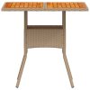Multidom Záhradný stôl béžový 80x80x75 cm polyratan akáciové drevo