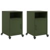 Multidom Nočné stolíky 2 ks olivovozelené 36x39x59 cm oceľ
