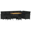 Multidom 4-dielna záhradná sedacia súprava s podložkami tvare L čierna