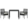 Multidom Záhradný jedálenský set 3 pcs Čierna polyratan