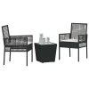 Multidom Záhradný bistro set 3 pcs Čierna polyratan