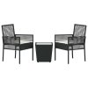 Multidom Záhradný bistro set 3 pcs Čierna polyratan