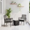 Multidom Záhradný bistro set 3 pcs Čierna polyratan