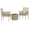 Multidom Záhradný bistro set 3 pcs Béžová polyratan
