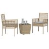 Multidom Záhradný bistro set 3 pcs Béžová polyratan