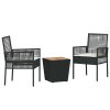 Multidom Záhradný bistro set 3 pcs Čierna polyratan