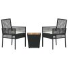 Multidom Záhradný bistro set 3 pcs Čierna polyratan