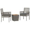 Multidom Záhradný bistro set 3 pcs Sivá polyratan