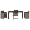 Multidom Záhradný jedálenský set s vankúšom 5 pcs Sivá polyratan