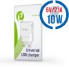 Univerzální USB nabíječka, 2,1 A, bílá