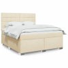 Multidom Posteľný rám boxspring s matracom krémový 180x200 cm látka