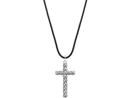 Rebel & Rose NL028-S-70 Studded Cross Black Unisex Necklace 70cm