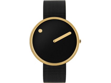 PICTO 43387-1020 Unisex  Black and Gold 40mm