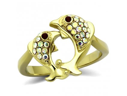 ocelovy zlaty prsten delfin sr1023