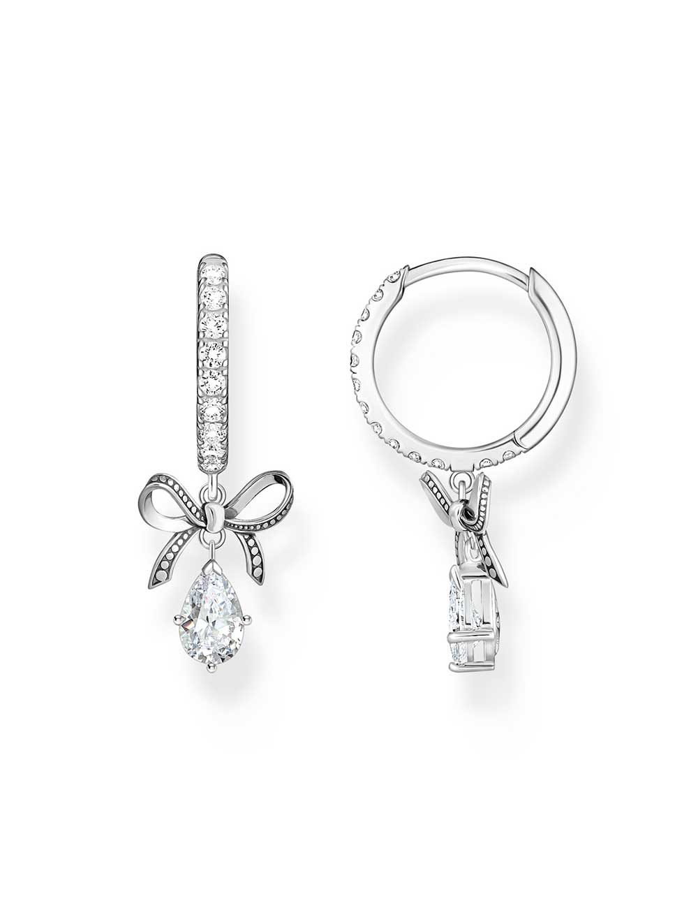 Thomas Sabo CR749-643-14 Silver Creols With Bow Pendant