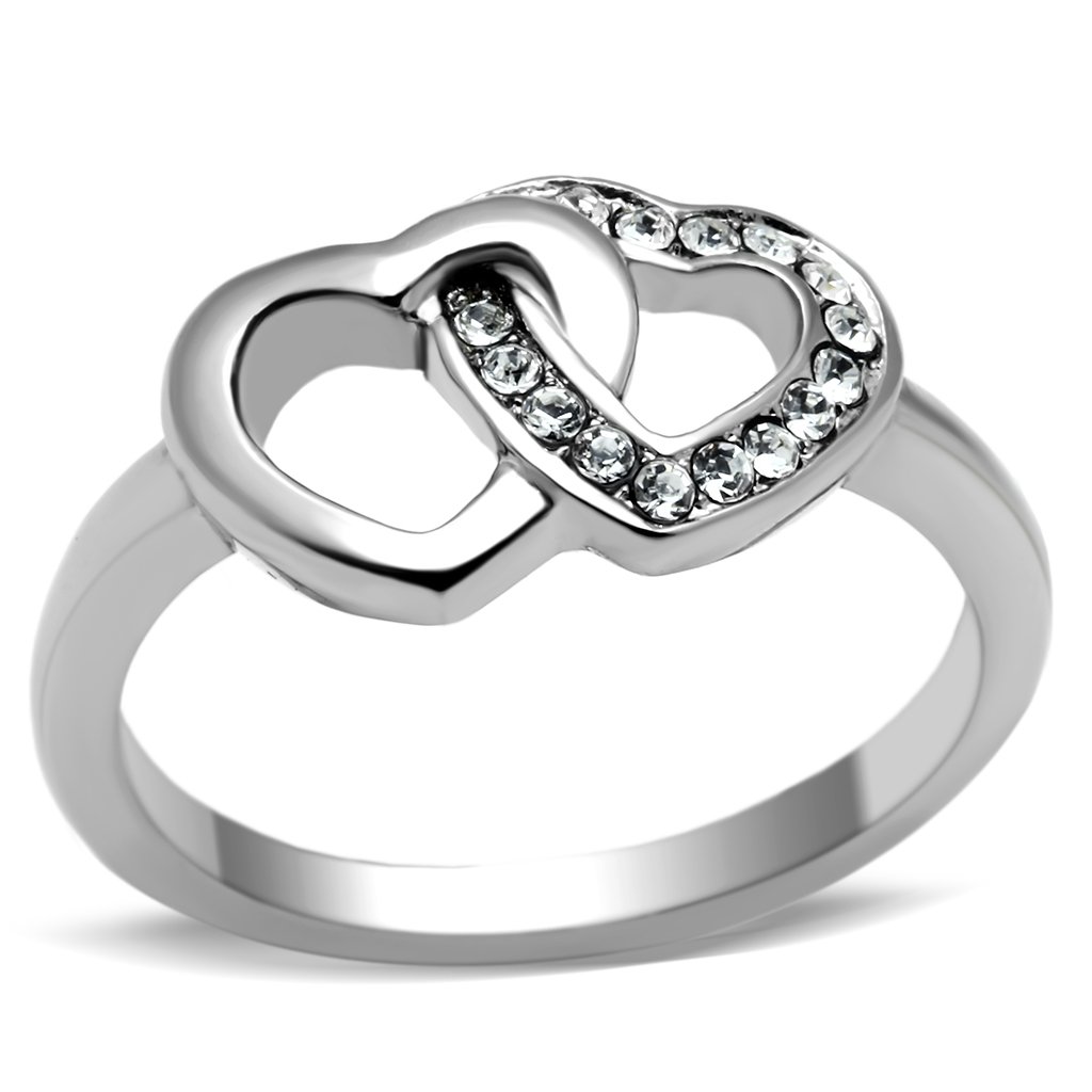 Prsteň Hearts z chirurgickej ocele zdobený zirkónom Sr0695 Veľkosť prsteňa: 54 (17,2 mm)