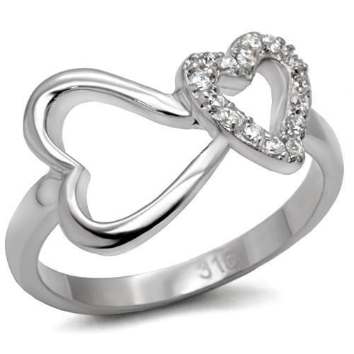 Prsteň z ušľachtilej ocele zdobený zirkónom Hearts SR0077 Veľkosť prsteňa: 52 (16,6 mm)