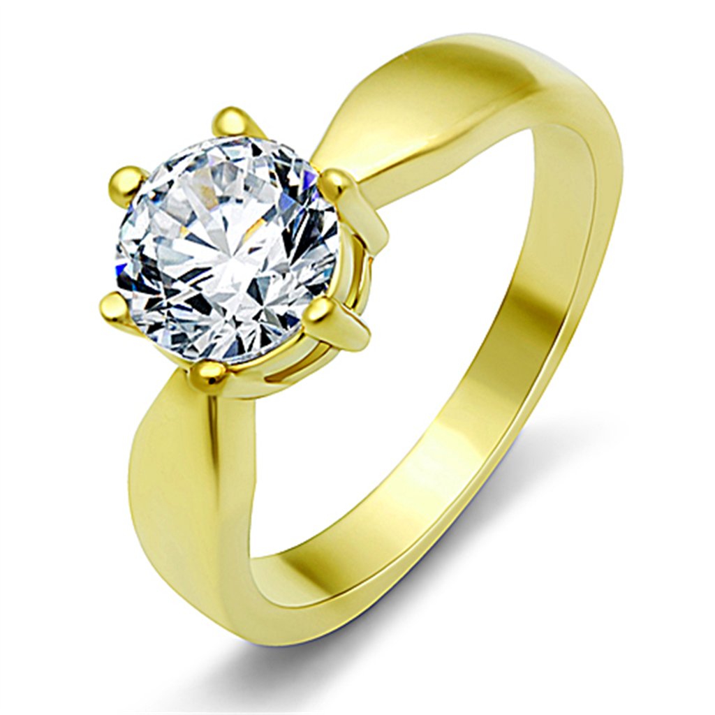 Prsteň so Zirkónom Gold oceľový SR0071G Veľkosť prsteňa: 52 (16,6 mm)
