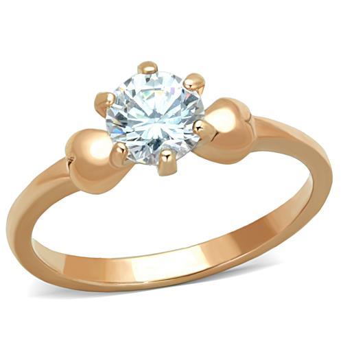 Prsteň Rosé Gold so zirkónom, oceľový prsteň SR1596 Veľkosť prsteňa: 52 (16,6 mm)