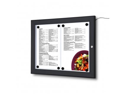 Černá MENU vitrina s LED osvětlením