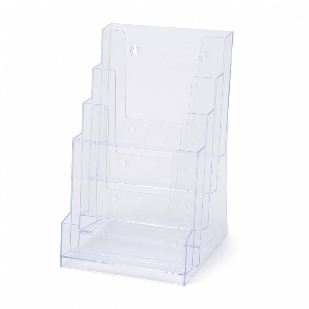 Stojánek plexi na letáky A4, (1/3A4) nebo A5 SCRITTO, 1 ks/bal Velikost / formát: A4 (210 x 297 mm), Počet kapes: 4 kapsy