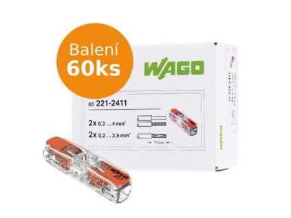 wago svorka s packou inline 221 2411 2x4mm baleni 60ks