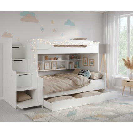 modern emeletes ágy HARRY fehér a gyerekszobában