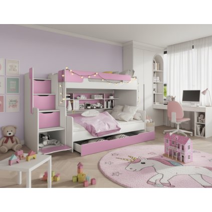 modern emeletes ágy HARRY rózsaszín lányszobába
