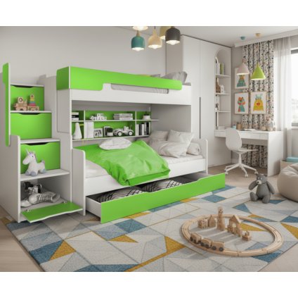 modern emeletes ágy HARRY zöld fiú szobába