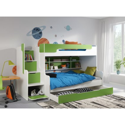 modern emeletes ágy HARRY zöld egy fiú szobájába a szobában
