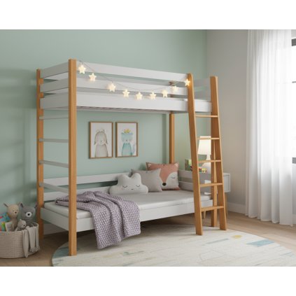emeletes ágy SUSAN fehér tölgy a gyerekszobában