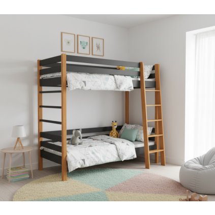 emeletes ágy SUSAN fekete tölgyfa a gyerekszobában