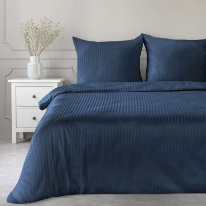 Szatén lepedők egyszemélyes ágyhoz VERA | sötétkék 140 x 200 cm 0