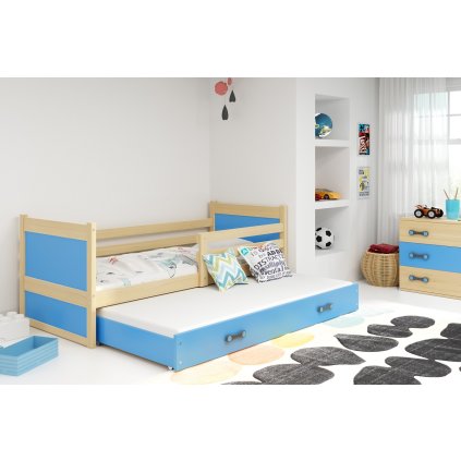 gyerek egyszemélyes ágy pótággyal RICO 2 PINE BLUE