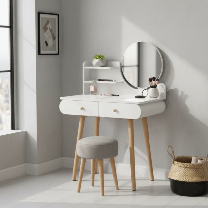 modern scandi fehér fésülködőasztal