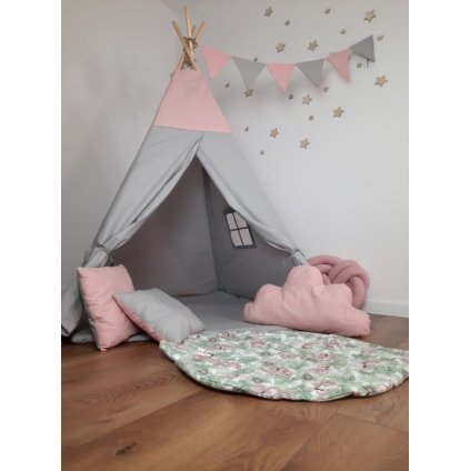 a tipoo teepee szürke rózsaszín gyereksátor minden gyerekszobát felpezsdít