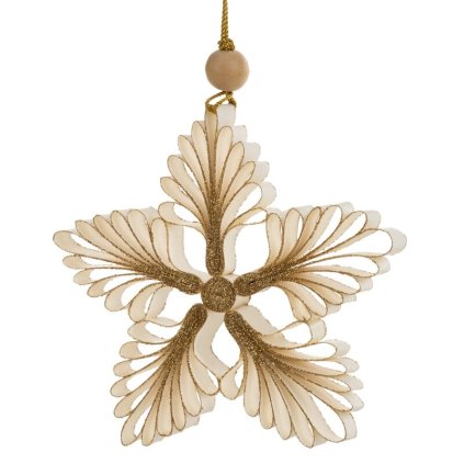 Karácsonyi dekoráció FLAKE 82 | krém 9 x 10 cm 0