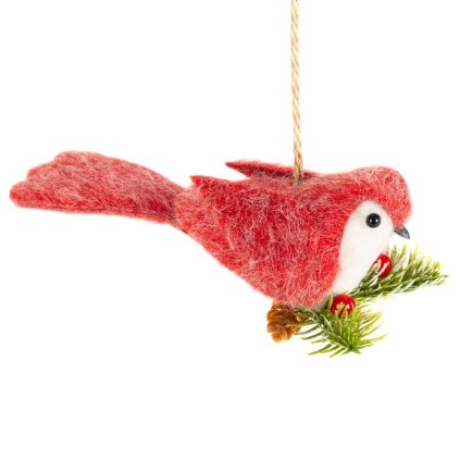 Karácsonyi dekoráció MADÁR 414A | piros 6 x 17 x 17 cm 0