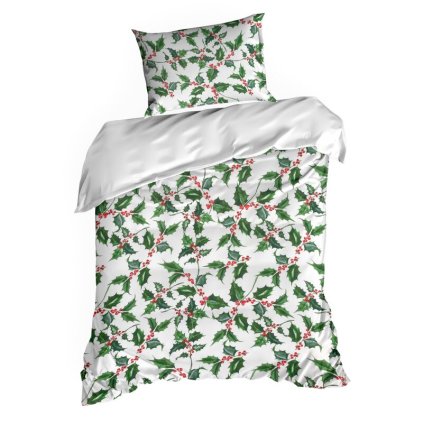 Karácsonyi lepedők franciaágyhoz TORI | fehér/zöld 160 x 200 cm 0