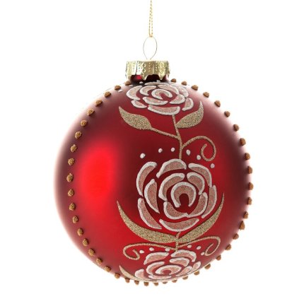 Karácsonyi dekoráció BALL 491B | üveg piros/fehér 10 cm 0
