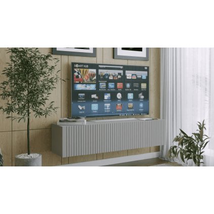 modern TV állvány JOY 150 szürke rovátkolt ajtó