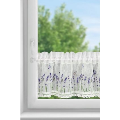 Rövid függöny ELLA P | fehér/lila 150 x 30 cm 0