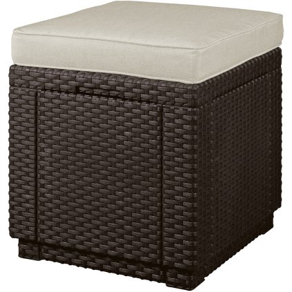 rattan zsámoly tárolóhellyel STOOL CUBE barna