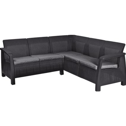 rattan sarokkanapé GREEK RELAX grafit párnákkal